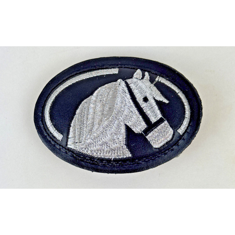 Horse Belt Buckle  black embroidered Stitched Brown Leather Cowgirl Cowboy